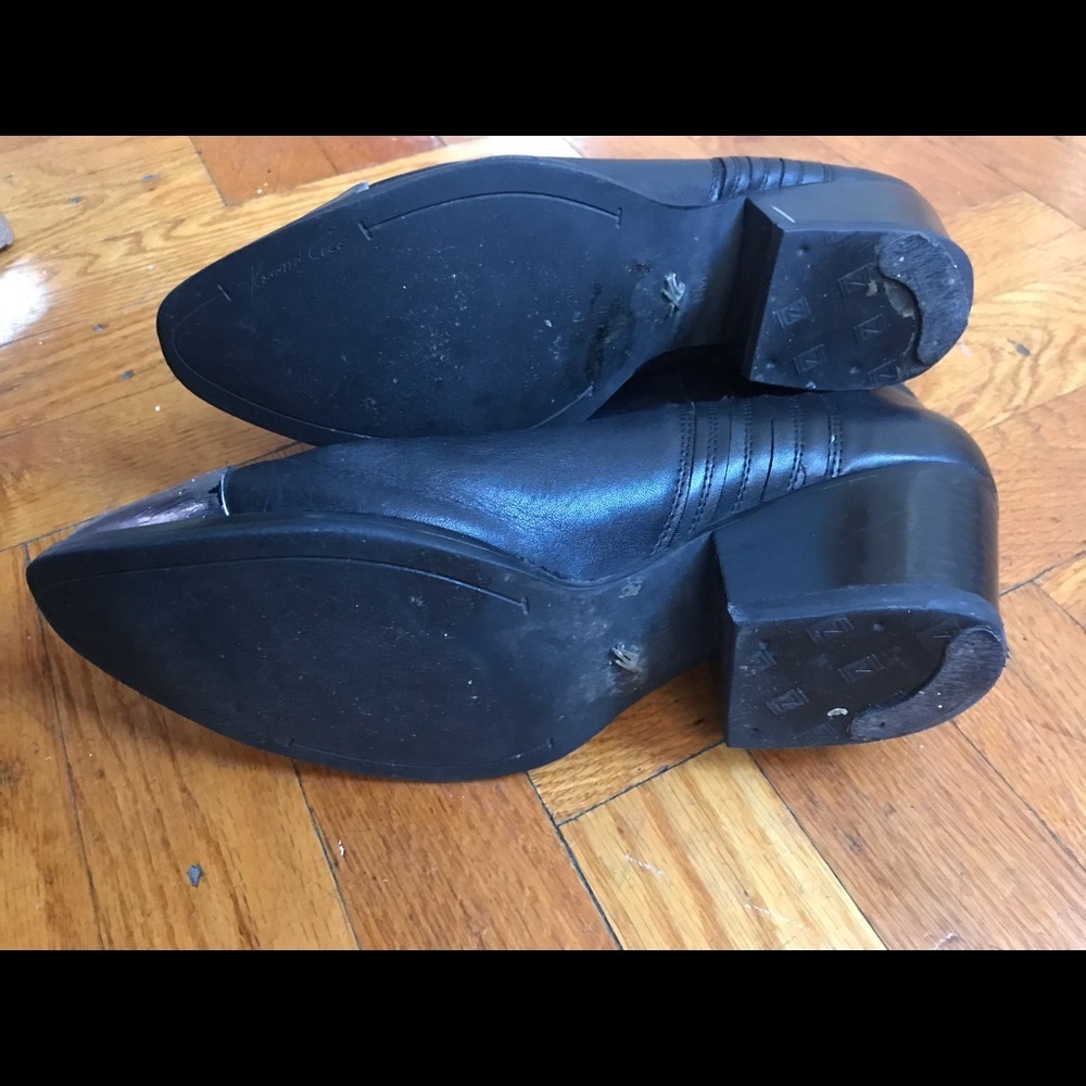 Kenneth Cole Black Leather Silver Tip Booties Size 8 - Picture 5 of 5